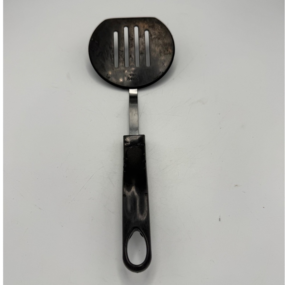 Vintage Bonny USA Slotted Spatula Turner Black Nylon Stainless Steel 11.5 Inch